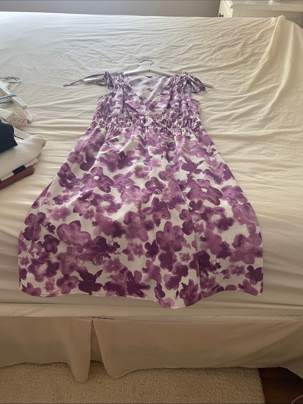 Rails Floral Tie-Shoulder Dress in Purple and White